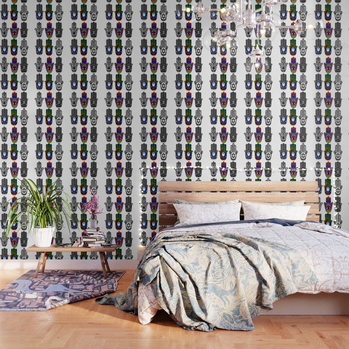 Evil eye hand of Hamsa Wallpaper by Art bit | Society6
