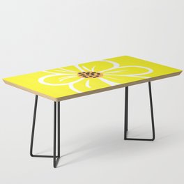 Retro Modern Spring Daisy Flower On Yellow Coffee Table