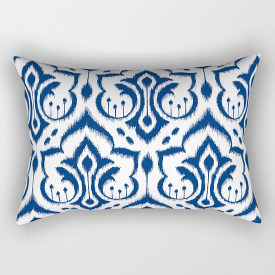 Ikat Damask Navy Rectangular Pillow