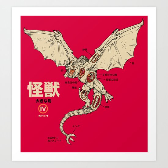 Kaiju Anatomy 2 Art Print