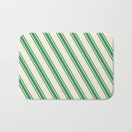 [ Thumbnail: Beige & Sea Green Colored Stripes Pattern Bath Mat ]
