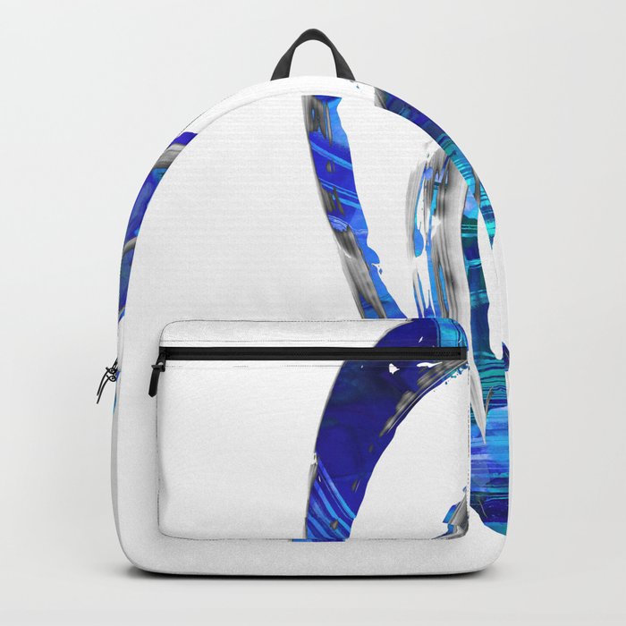 Blue Gray And White Art - Flowing 1 - Sharon Cummings Backpack