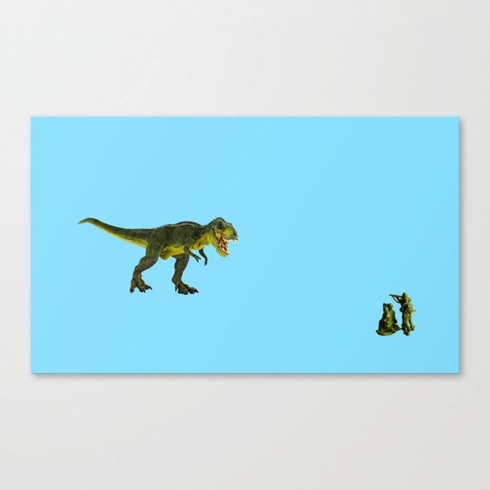 Dinosaurs vs Toy Soldiers Canvas Print