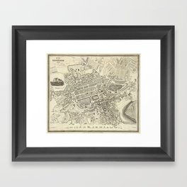 Vintage Map of Edinburgh Scotland (1844) Framed Art Print