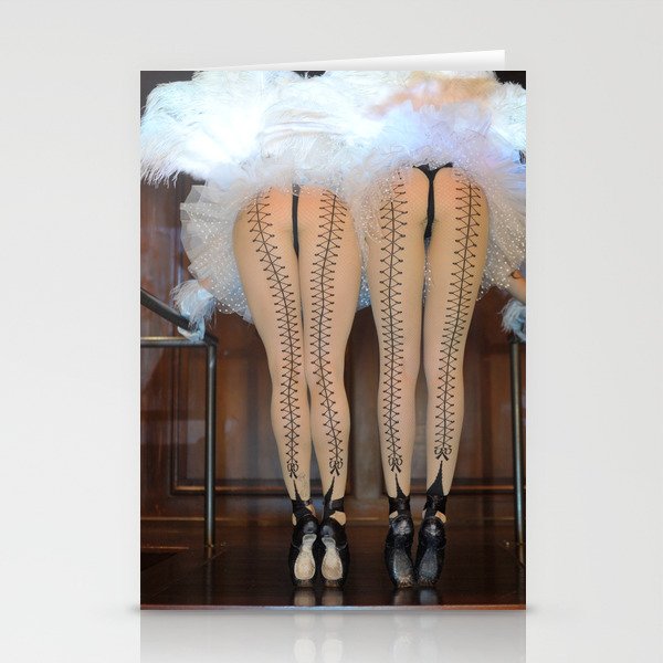 2 Feathered Showgirl Dancers On Point Stationery Cards