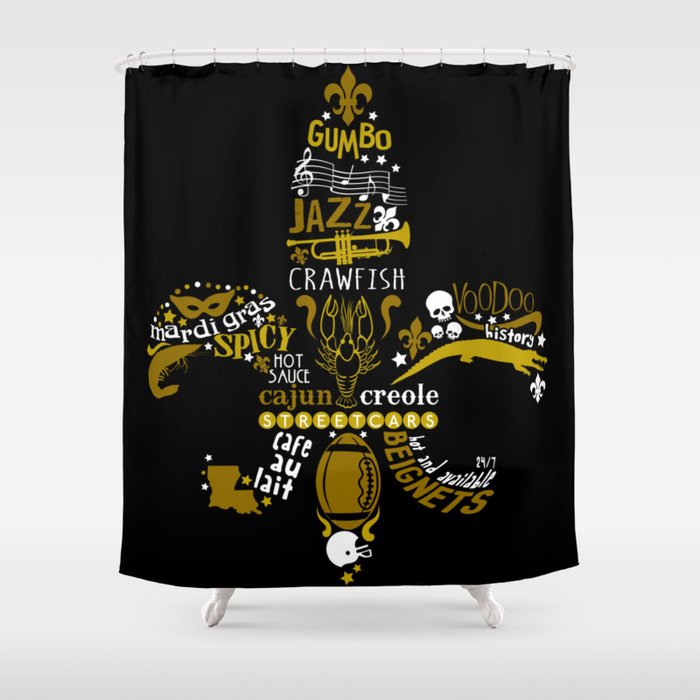 New Orleans Fleur De Lis Nola Love Shower Curtain By Machmigo