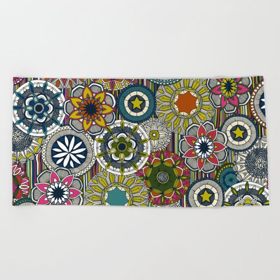 mandala cirque festival stripe Beach Towel