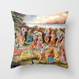 Krishna Dances in the Raslila with the Gopis Throw Pillow