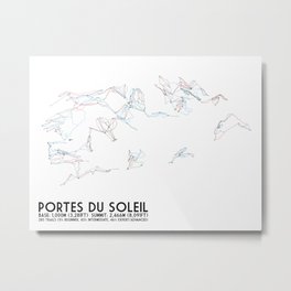 Portes du Soleil - Unlabled - France/Switzerland - Minimalist Winter Trail Art Metal Print