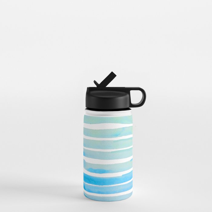 New Year Blue Water Lines Water Bottle