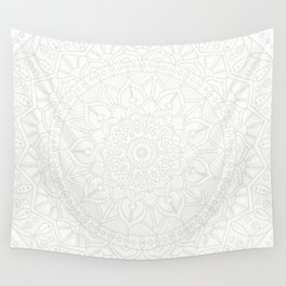 Cream on White Mandala Circle of Life Wall Tapestry
