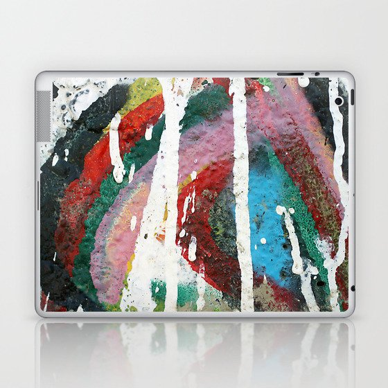 White color dripping over colorful vivid brushstrokes background texture Laptop & iPad Skin