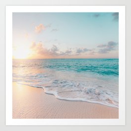 Beautiful tropical turquoise sandy beach photo Art Print