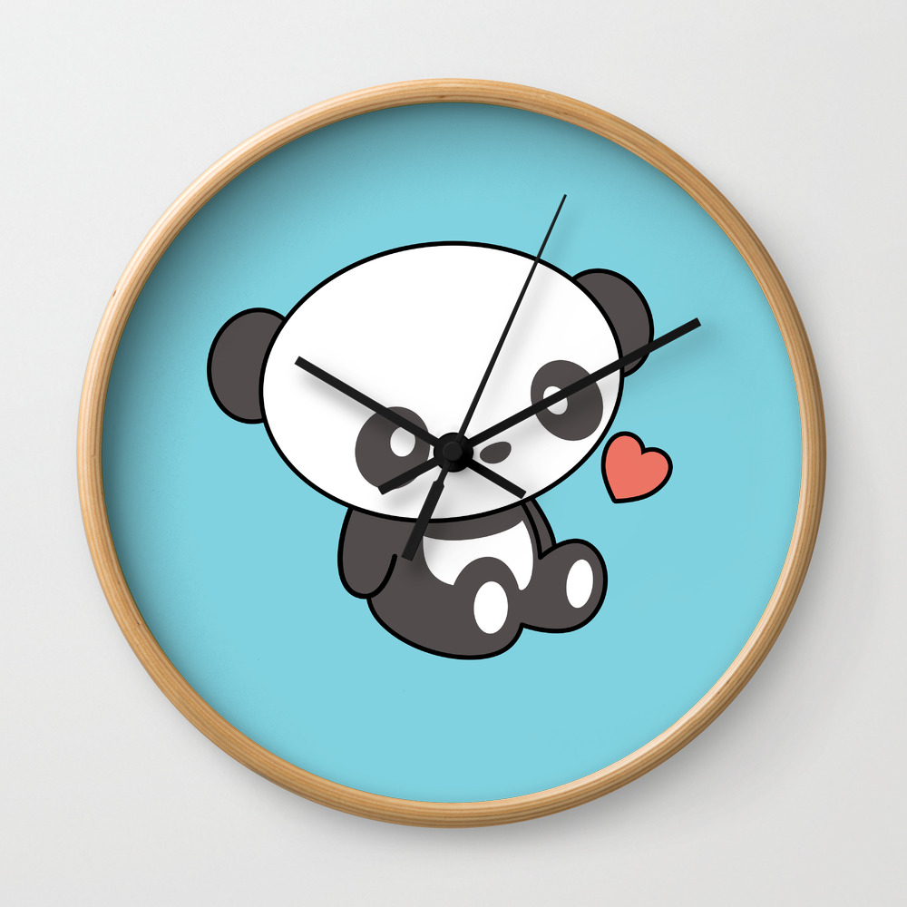 wallpapers Cute Kawaii Clock kawaii cute panda with heart wall clock by wordsberry