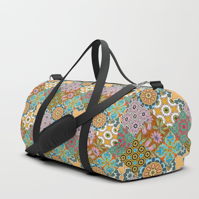 Patchwork,mosaic,flowers,azulejo,quilt,tiles,Portuguese style art Duffle Bag