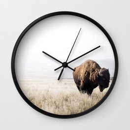 Bison stance Wall Clock | Hi Speed, Landscape, Other, Animal, Photo, Color, Nature, Digital 