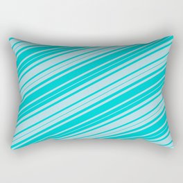 [ Thumbnail: Dark Turquoise & Powder Blue Colored Lined Pattern Rectangular Pillow ]