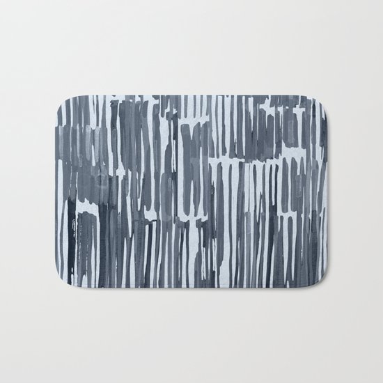 Simply Bamboo Brushstroke Indigo Blue on Sky Blue Bath Mat