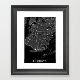 Brooklyn Black Map Framed Art Print