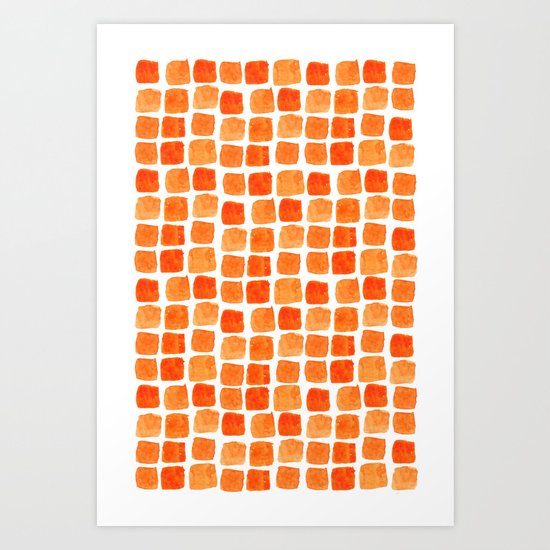 Orange Squares Pattern. Art Print