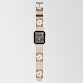 Retro Flower Checker in Brown Apple Watch Band