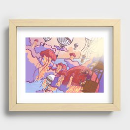 Flying with jellyfish Recessed Framed Print