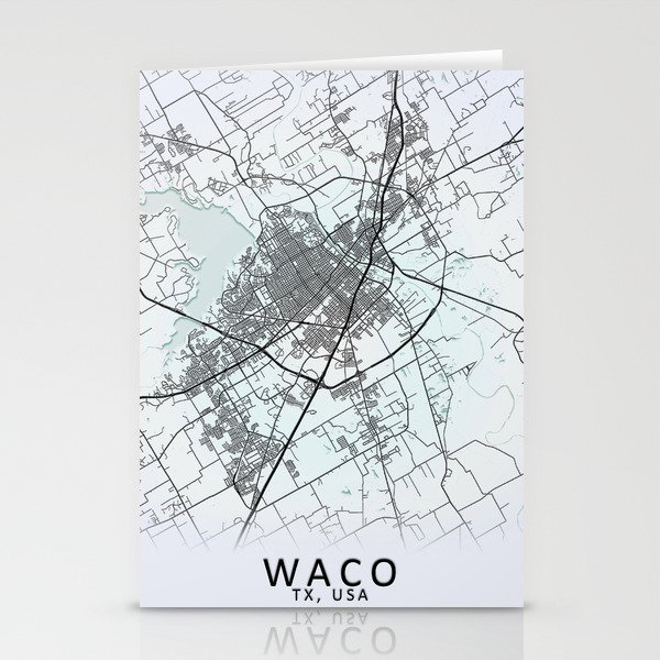 Waco, TX, USA, White, City, Map Stationery Cards