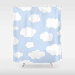Sky Blue & White Clouds  Shower Curtain