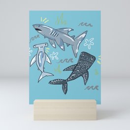Swimming with the Sharks Mini Art Print