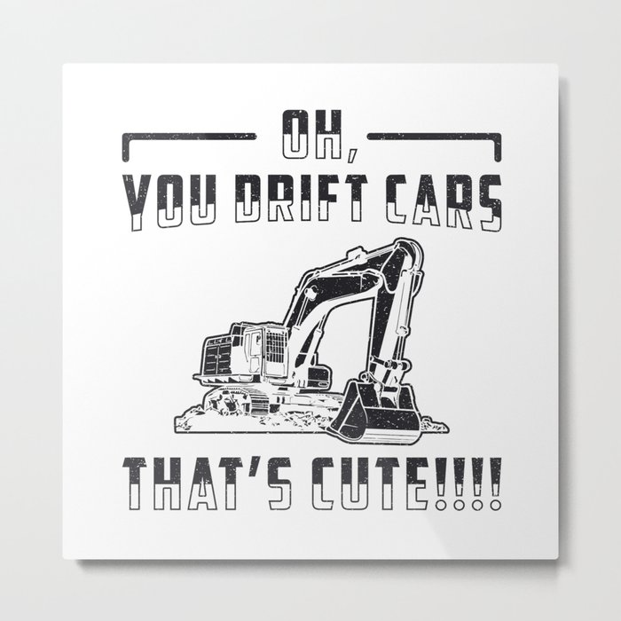 Construction Worker Excavator Drift Cars Cute Dig Metal Print