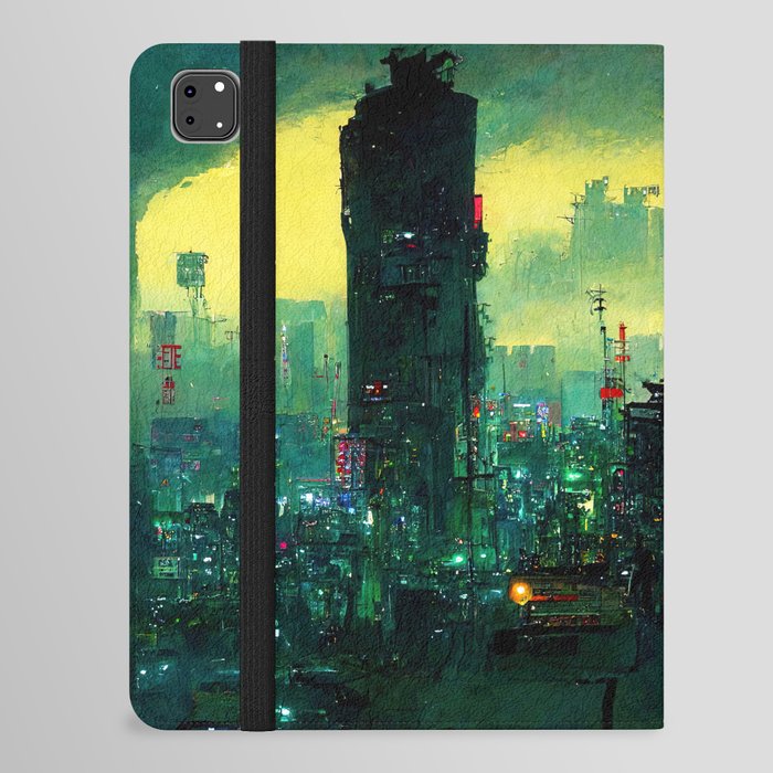 Tokyo Cyberpunk Cityscape at Night iPad Folio Case