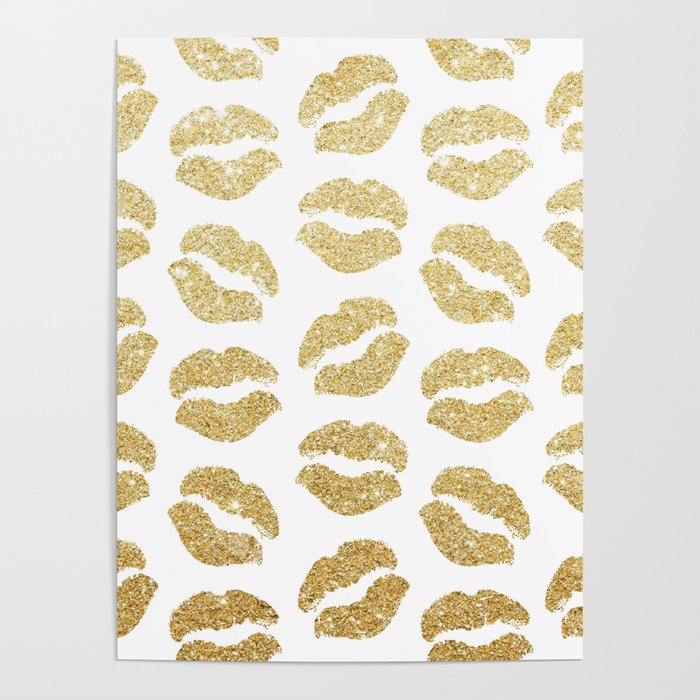 Gold Glitter Lips Poster