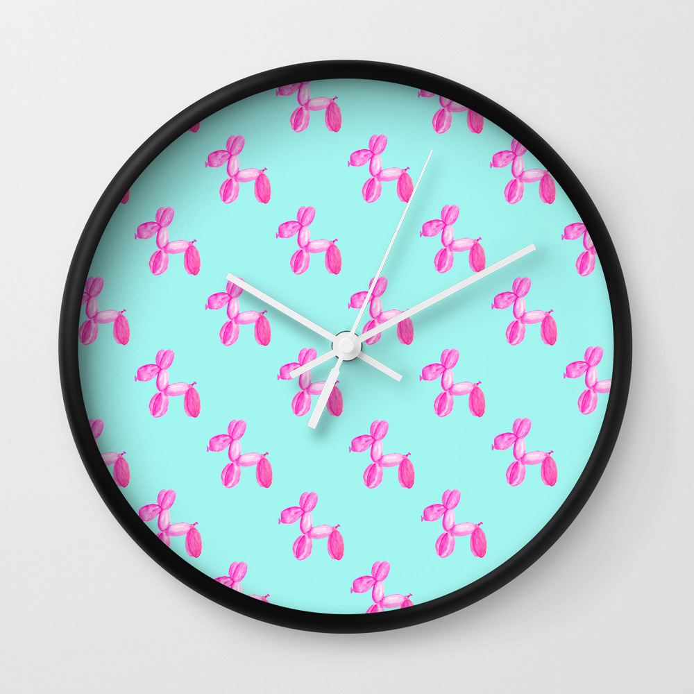 Balloon Animal Pattern Light Blue Wall Clock By Thekawiimon Balloon Animal Pattern Light Blue