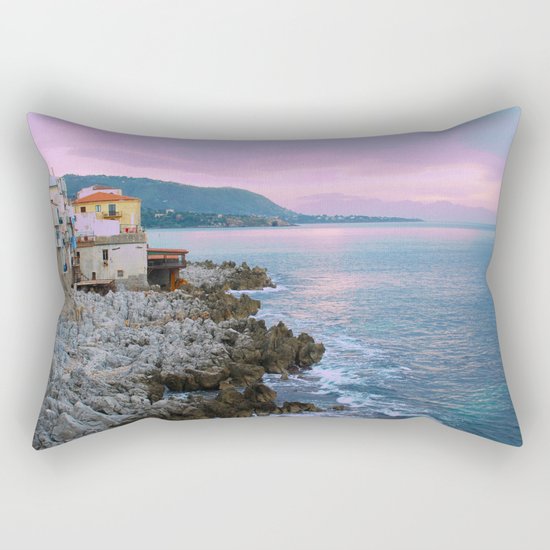 Cefalu Italy Coast Sunset Rectangular Pillow