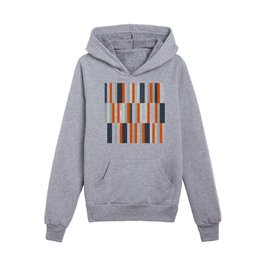 Orange, Navy Blue, Gray / Grey Stripes, Abstract Nautical Maritime Design by Kids Pullover Hoodies