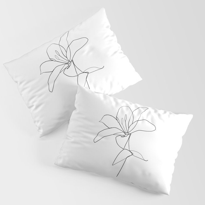 One line Lily flower print Pillow Sham