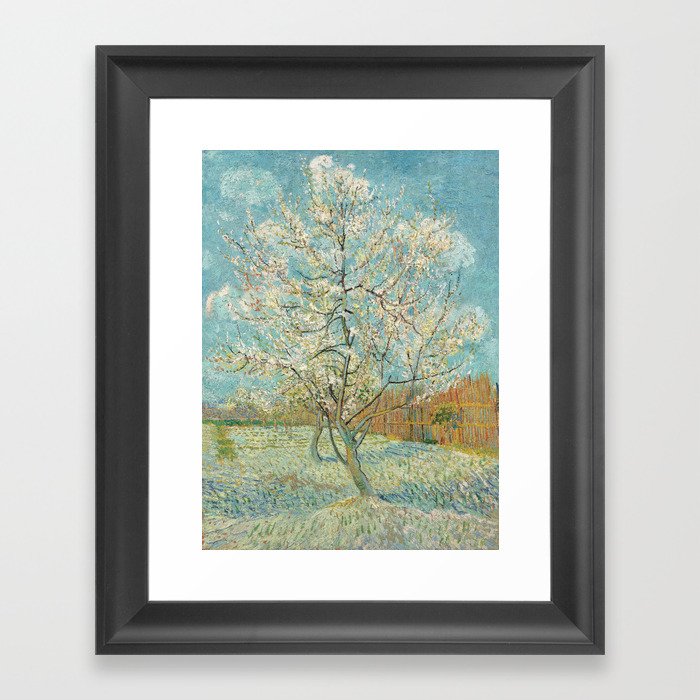 Pink Peach Tree Spring Garden Painting Framed Art Print