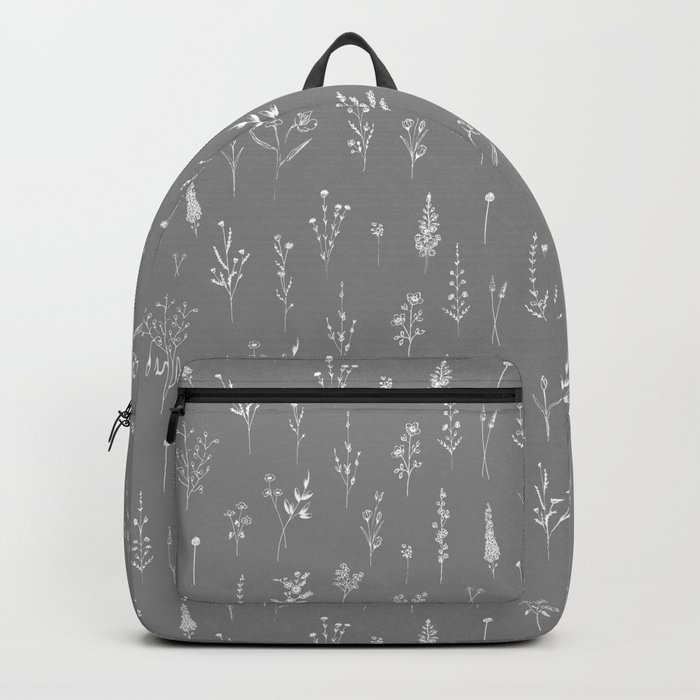 Grey Wildflowers Backpack