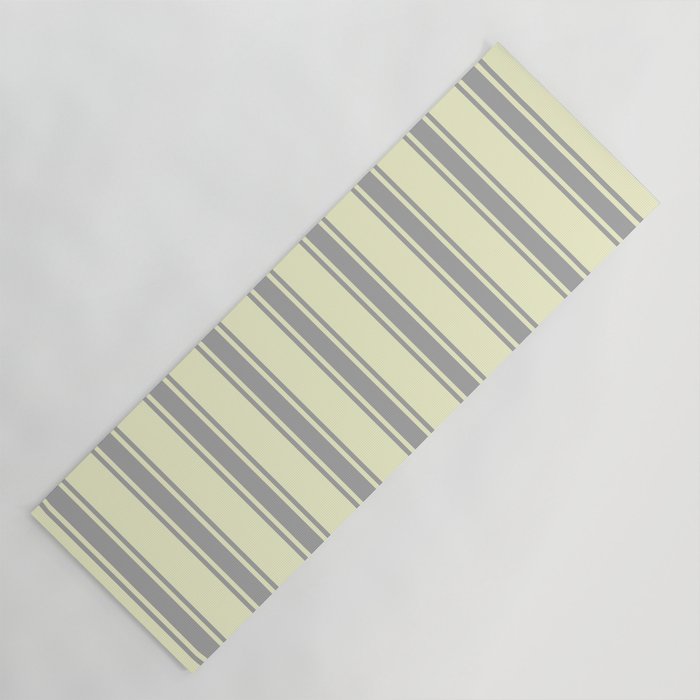 Light Yellow & Dark Gray Colored Lines Pattern Yoga Mat