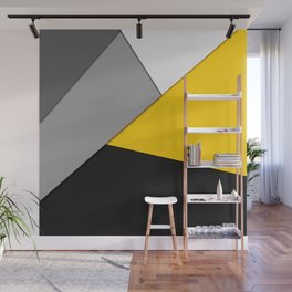 Simple Modern Gray Yellow and Black Geometric Wall Mural