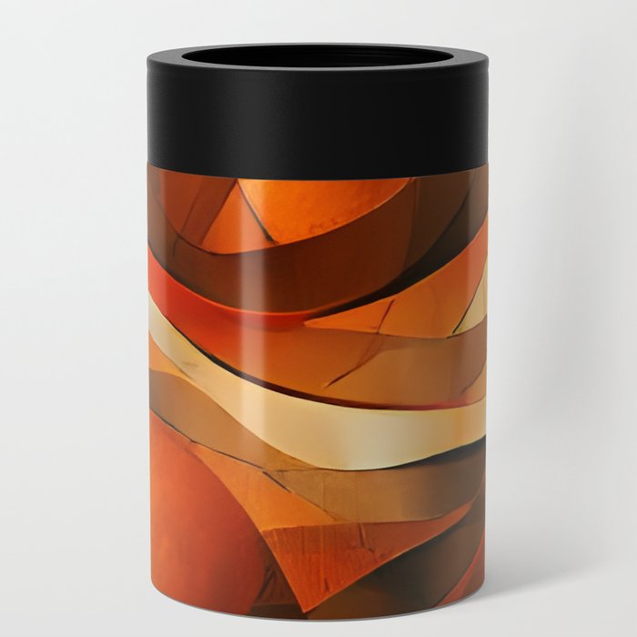 Orange and brown original abstract digital artwork Can Cooler
