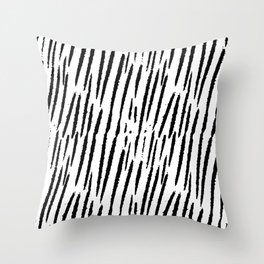 Doroteo Design Woodcut Stripes Pattern Collection - Black Claw Scratches Throw Pillow
