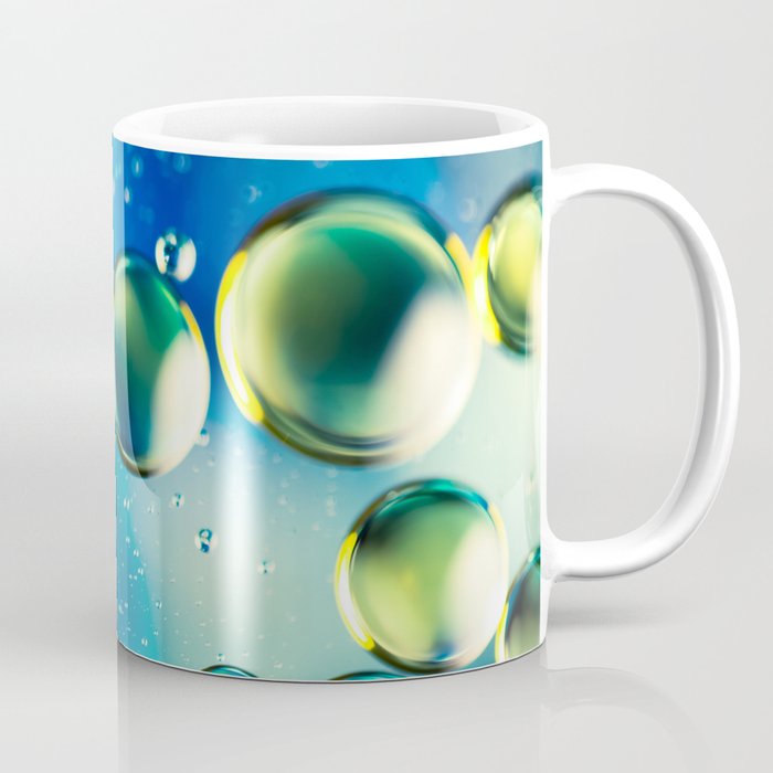 Macro Water Droplets  Aquamarine Soft Green Citron Lemon Yellow and Blue jewel tones Coffee Mug