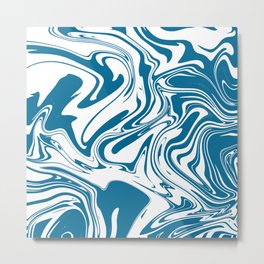 Liquid Contemporary Abstract Blue and White Swirls Retro Liquid Swirl Pattern Metal Print | Contemporary, Digital, Swirlpattern, Navyblue, Vector, Pattern, Black And White, Illustration, Swirl, Aesthetic 