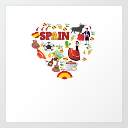 Spain Spanish Gifts Art Print | Gift Idea, Flamenco Lover, Spain, Kingdom Of Spain, Dancing Hobby, Tango Argentino, Flamenco Hobby, Spanish Flag, Graphicdesign 