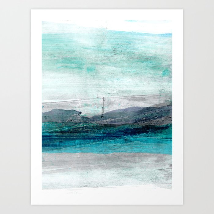 Turquoise Blue Green Abstract Coastal Landscape Art Print By