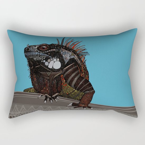 iguana blue Rectangular Pillow