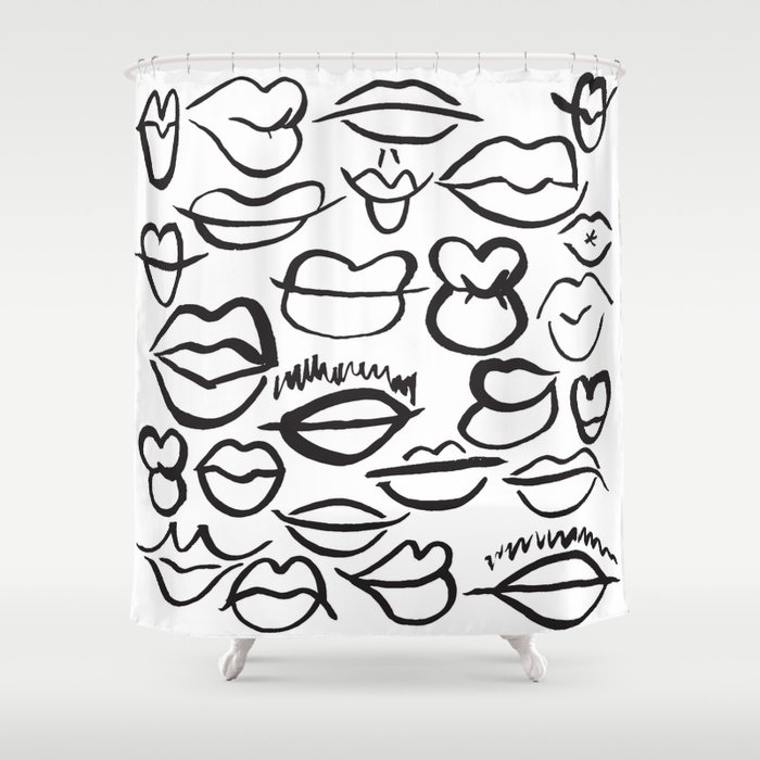 Sketchy Lips Shower Curtain