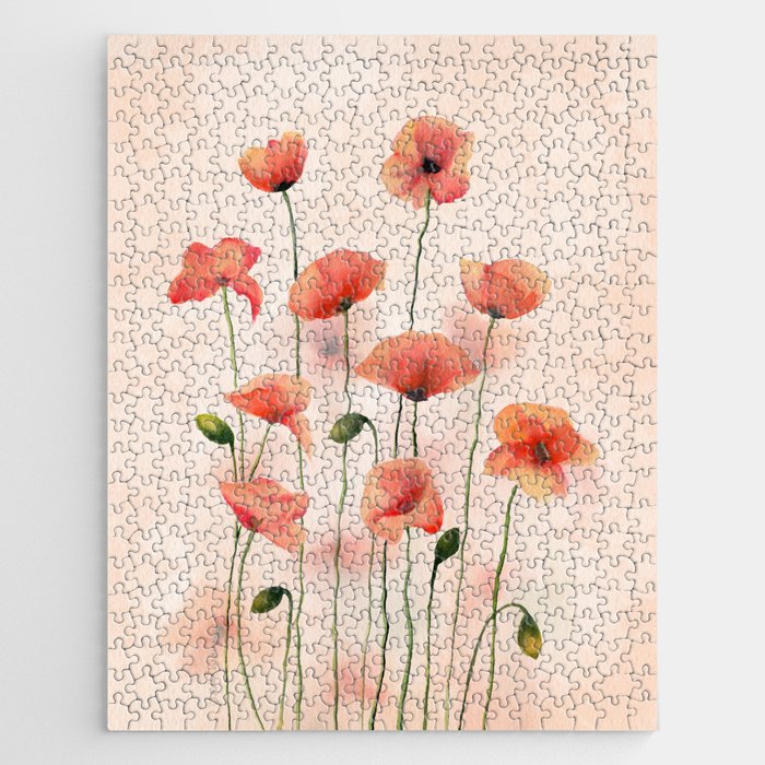 Poppies Watercolor  Jigsaw Puzzle