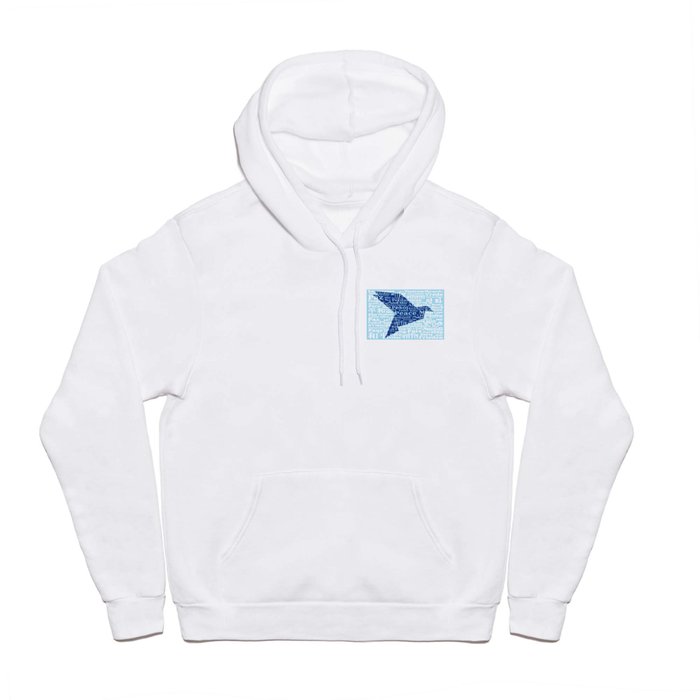 Dove origami on the background of the word